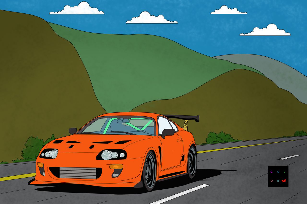 Finished Super Street colouring page: A80 Supra