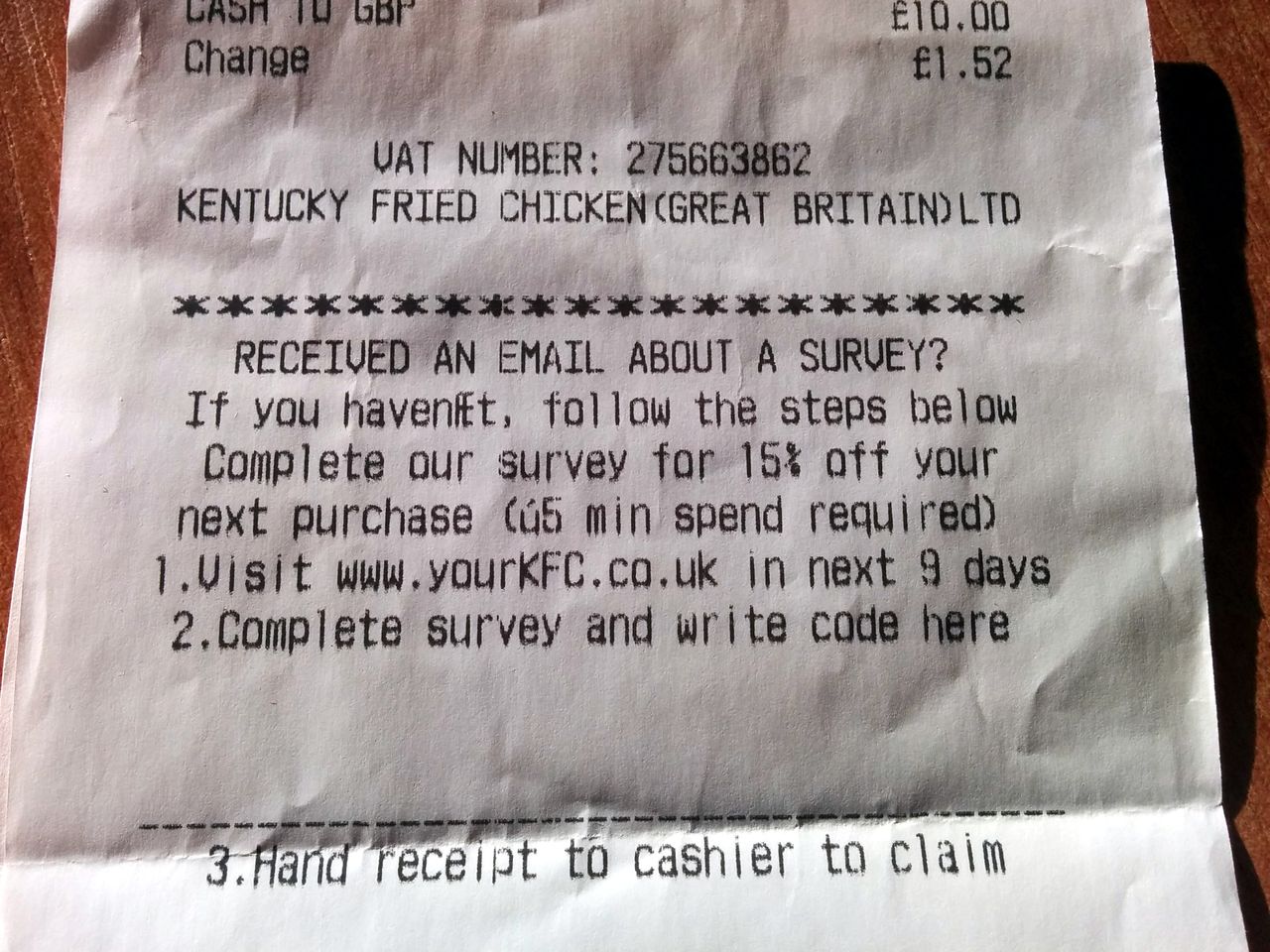 A receipt showing garbled characters for the £-sign and an apostrophe