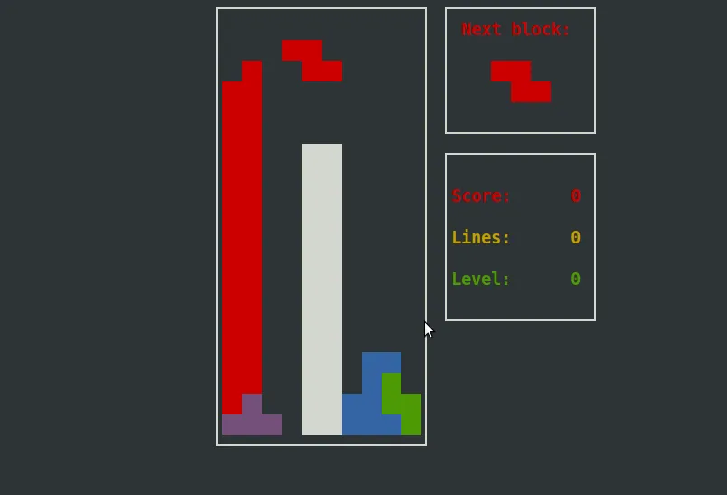 Screenshot of `bastet`, the Bastard Tetris
