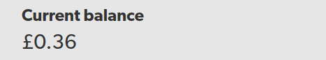 Current balance: £0.36