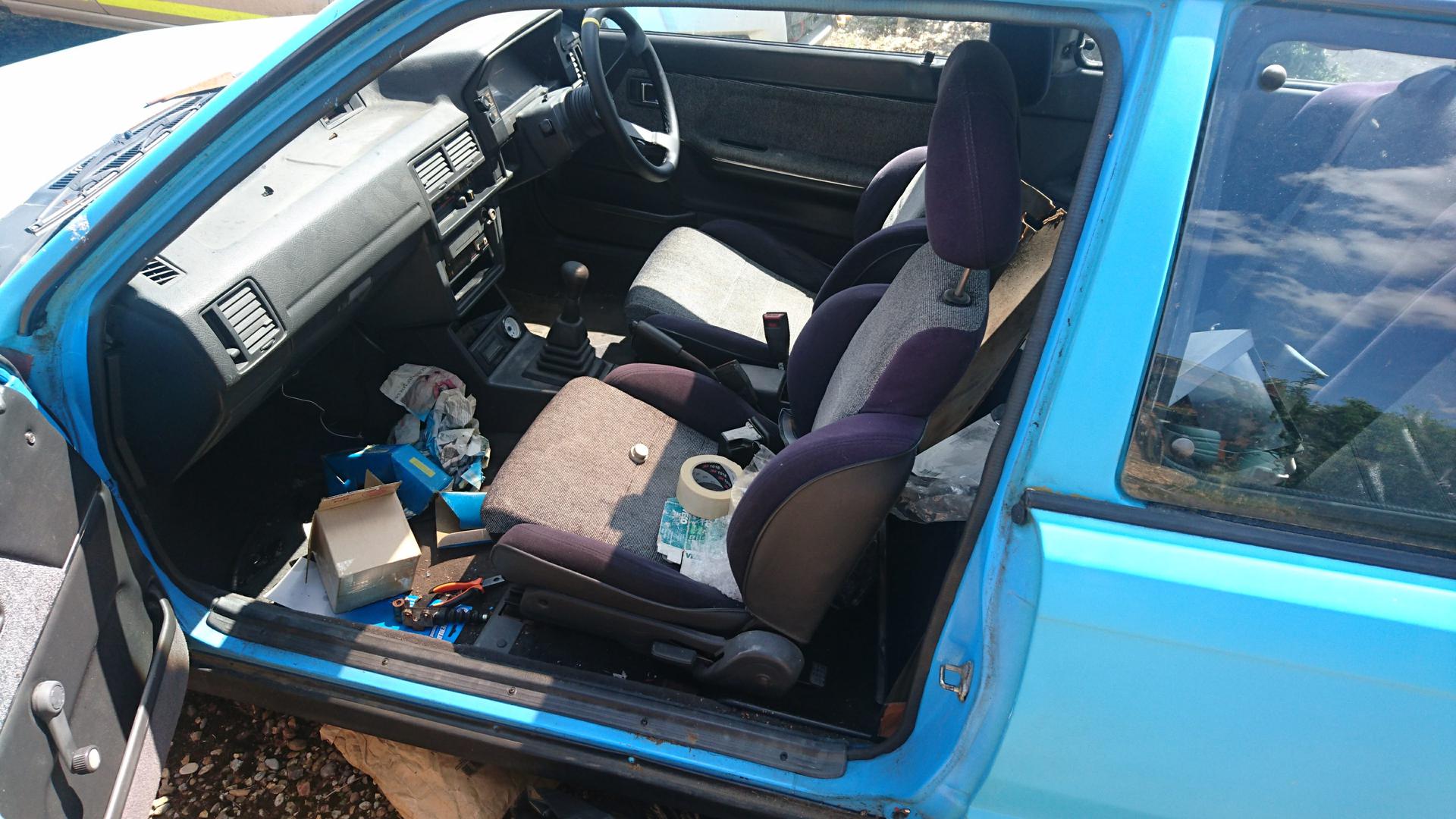 Before picture of my interior: mucky, and with all sorts of mid-project crap in it.