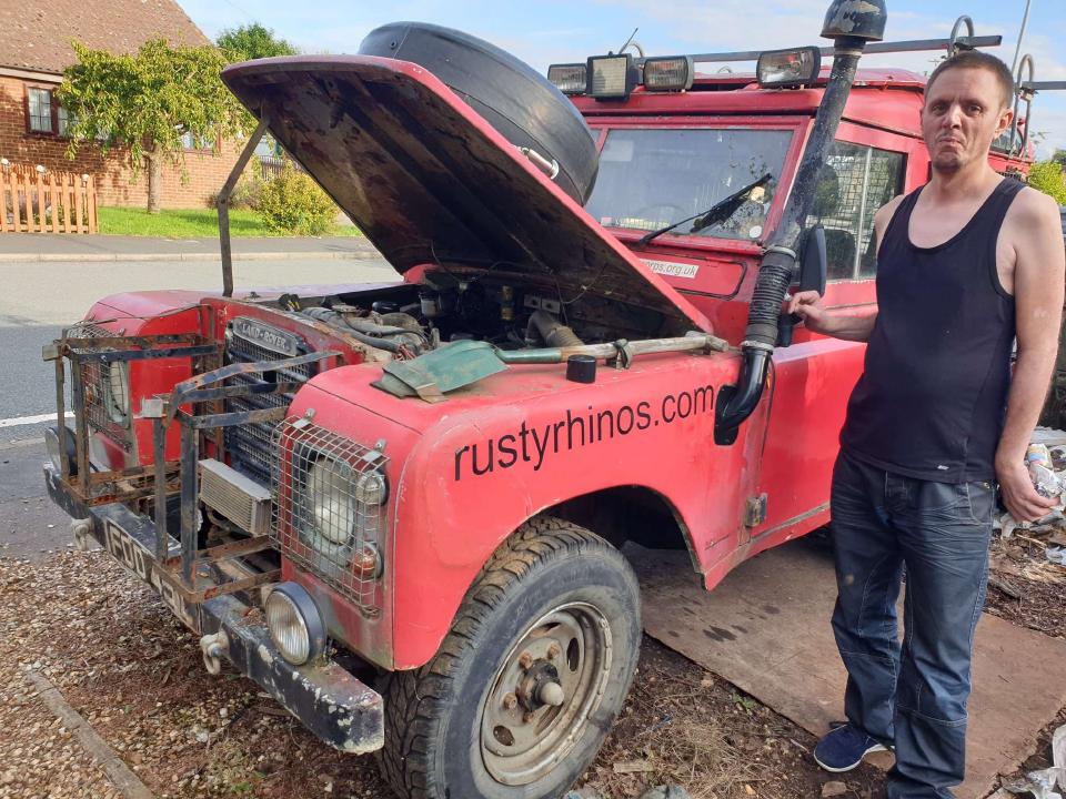 Me, standing next to Alex's Land Rover.