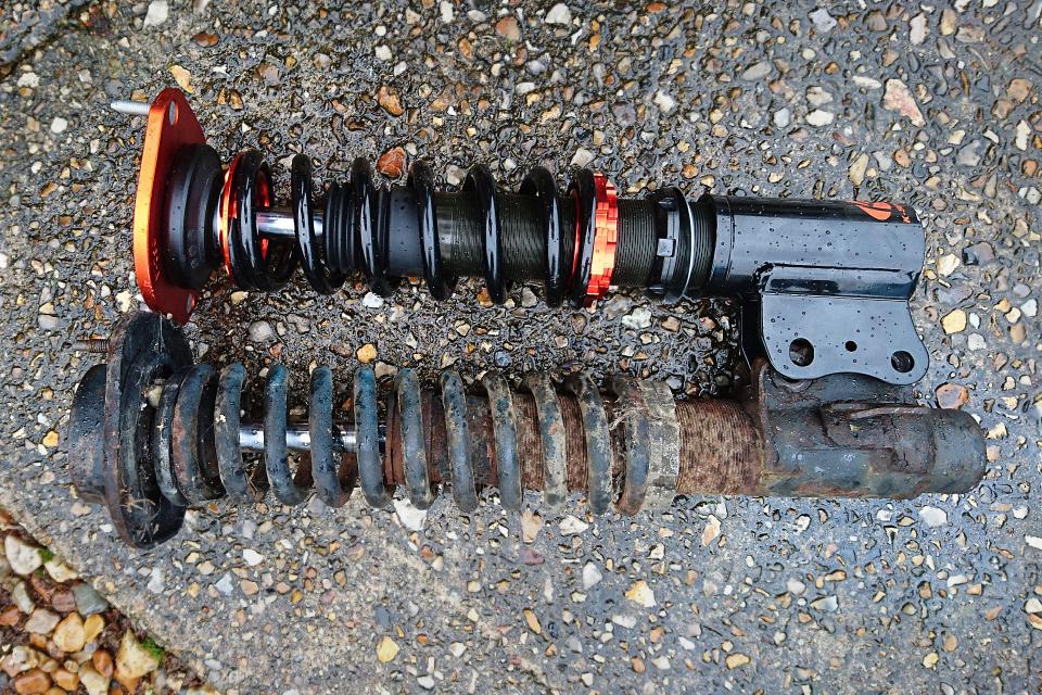 Old suspension and new suspension, side by side