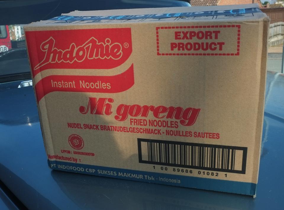 A box of 40 Indomie Mi Goreng instant noodles