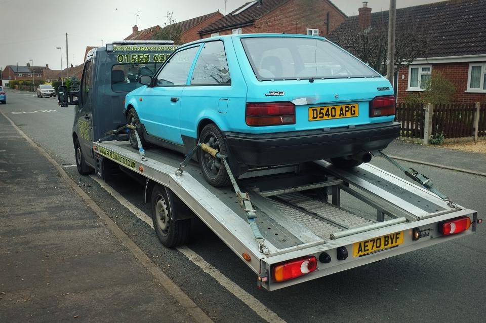 My Mazda loaded up for transport to her temporary home