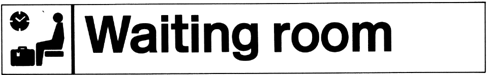 The reference "waiting room" sign, which is very similar to the one photographed but has a pictogram depicting somebody sitting down