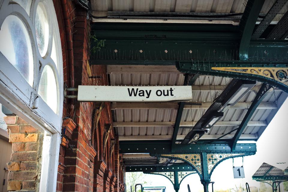 A "Way Out" sign without a directional arrow.