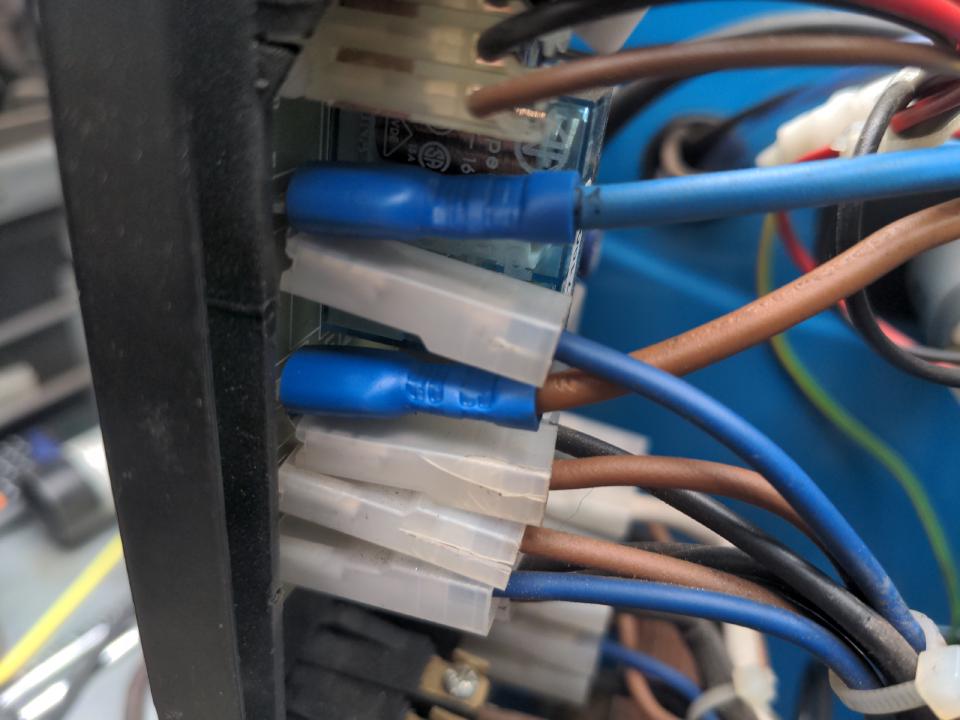 The J1 and J2 connectors with piggyback connectors installed.