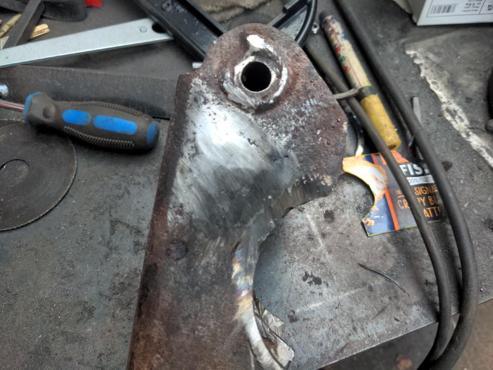 The hole from the previous picture has gone, and it is now smooth shiny steel.
