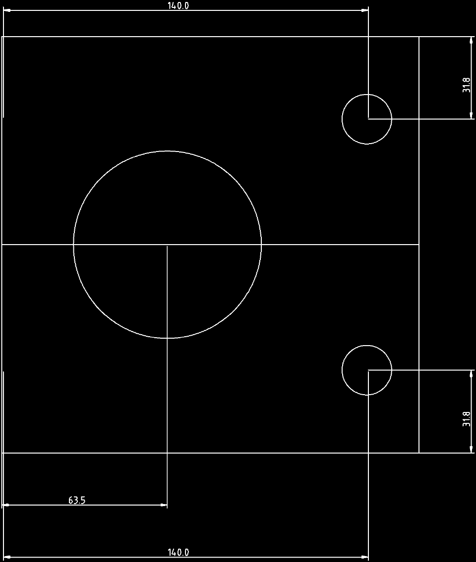 A drawing giving dimensions of where I will drill the holes in the box section I welded together.
