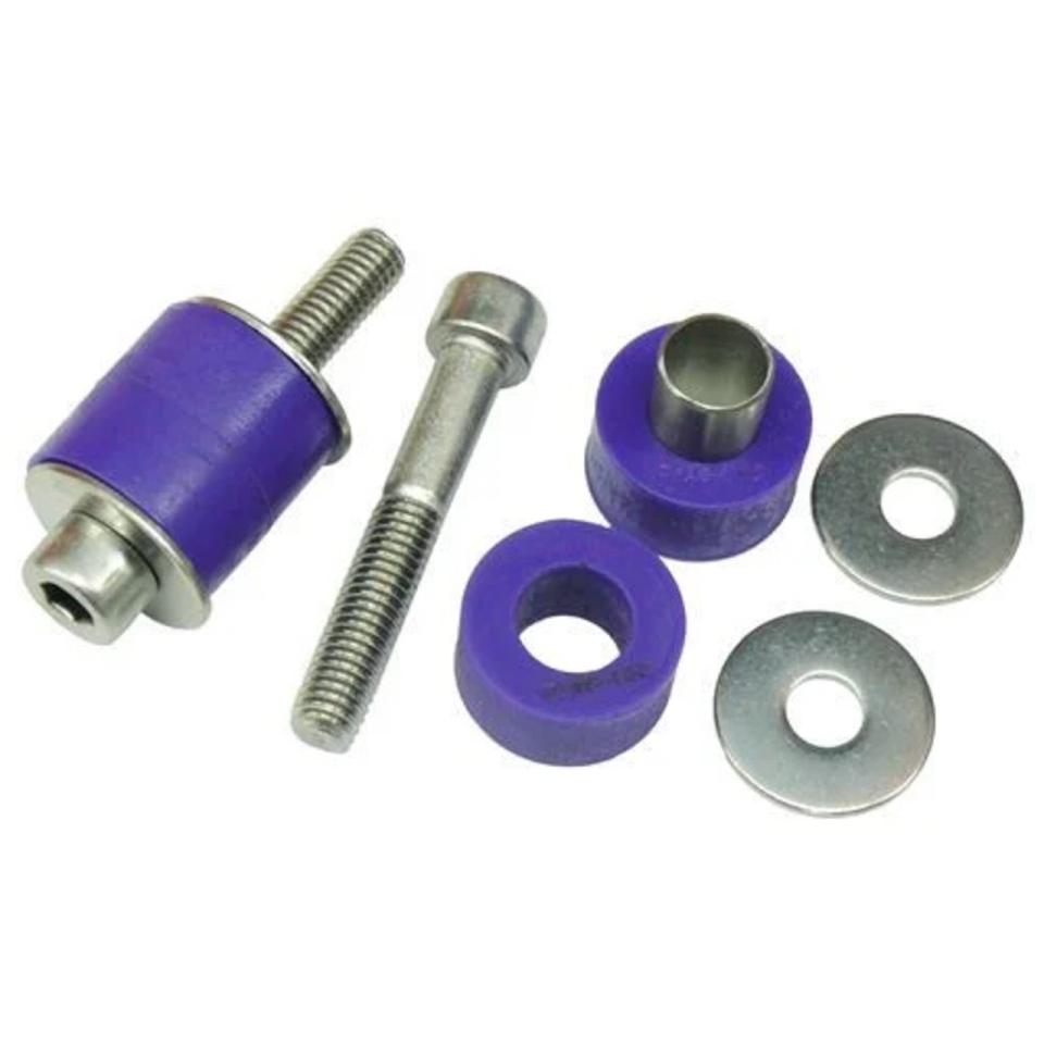 Burton Power's radiator mount for the Cosworth. It is made of two polyurethane donuts with a bolt going through.