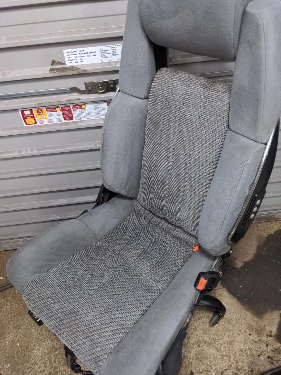A view of the seat after a clean; nearly all the brown is gone now.