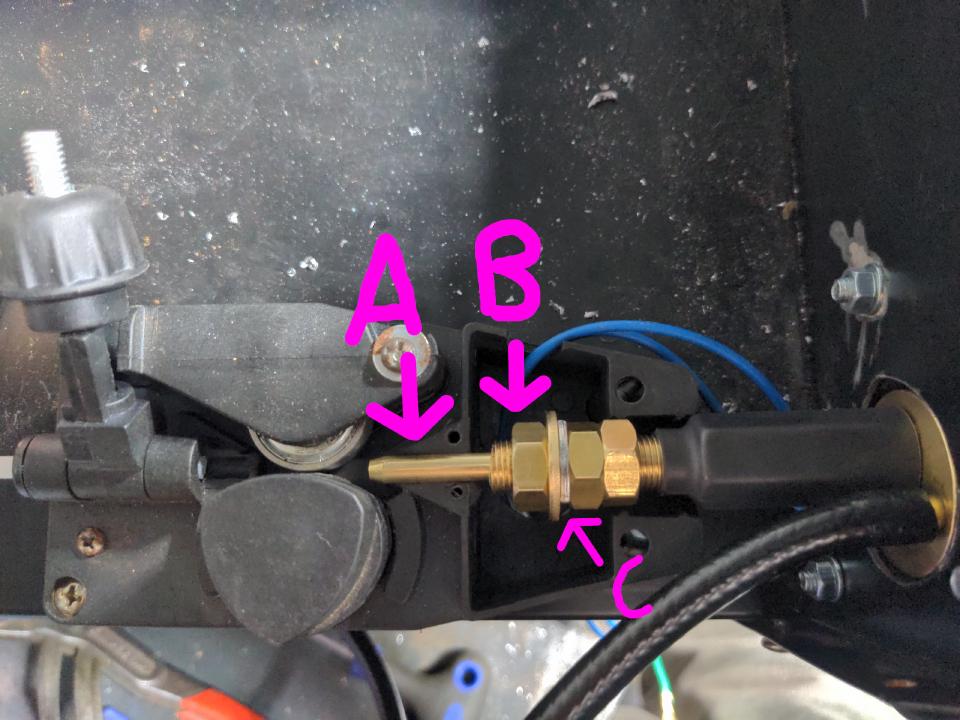 The socket installed into the top deck of my welder; the guide tube and the clamping point have been cut to exactly the right length.
