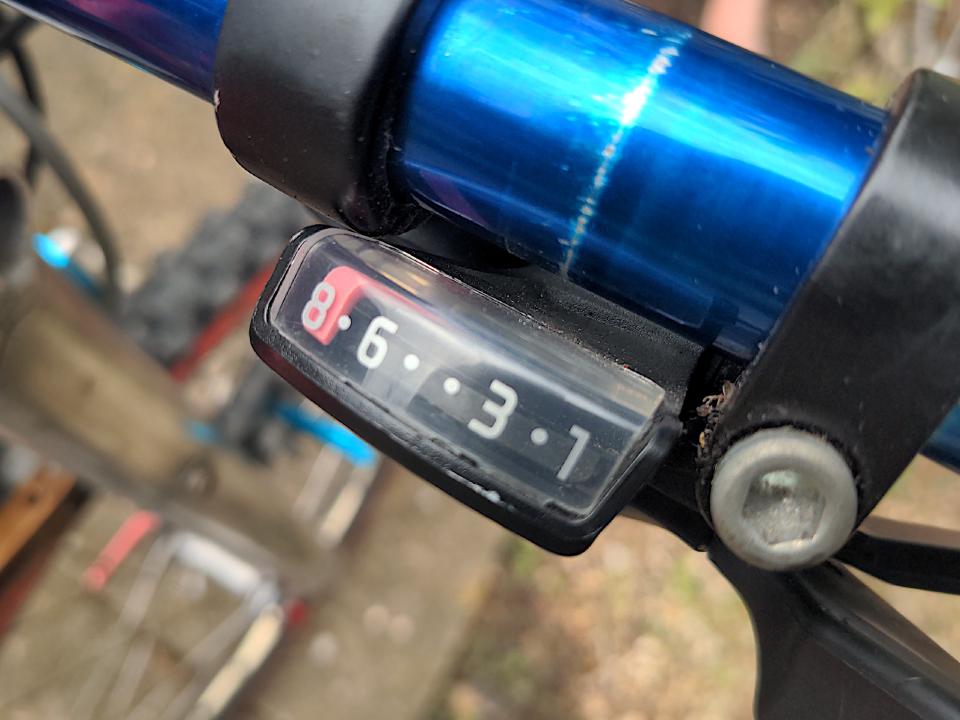 Some Shimano Altus RapidFire shifters. They have a large indicator window to tell you what gear you are in (1 through to 8).