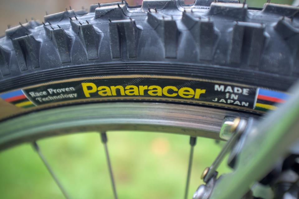 A close up of the Panaracer label on a Dart tyre.