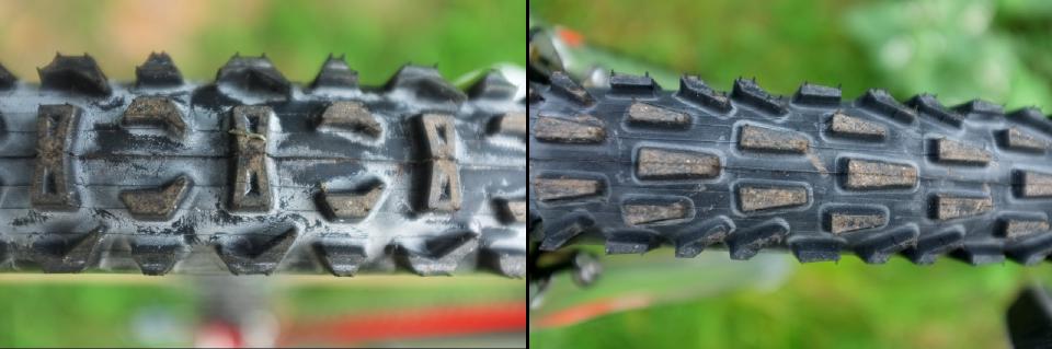 Close up of the tread pattern of the Smoke and Dart tyres.